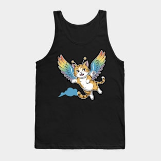 anime funny cat with wings in flying in sky Tank Top